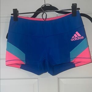 Adidas Women's Vibrant Blue and Pink Athletic Shorts